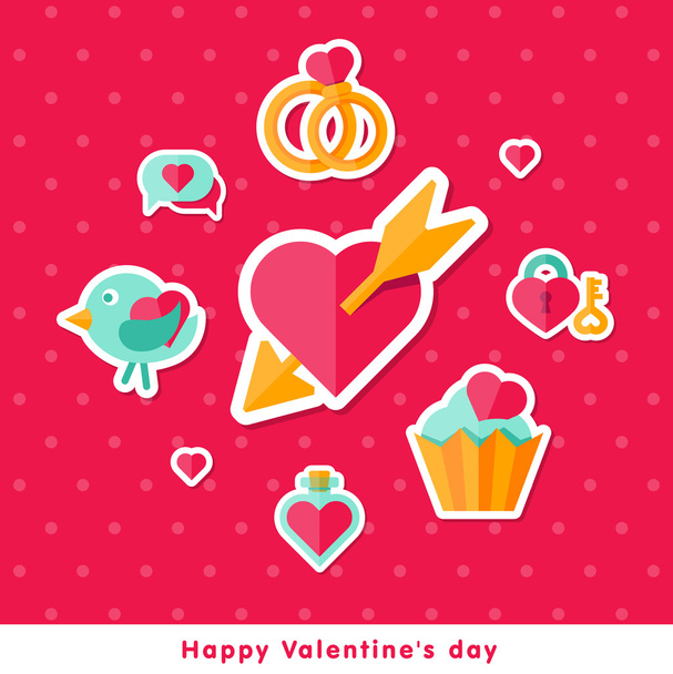 Valentine background with flat elements - Vector, Image