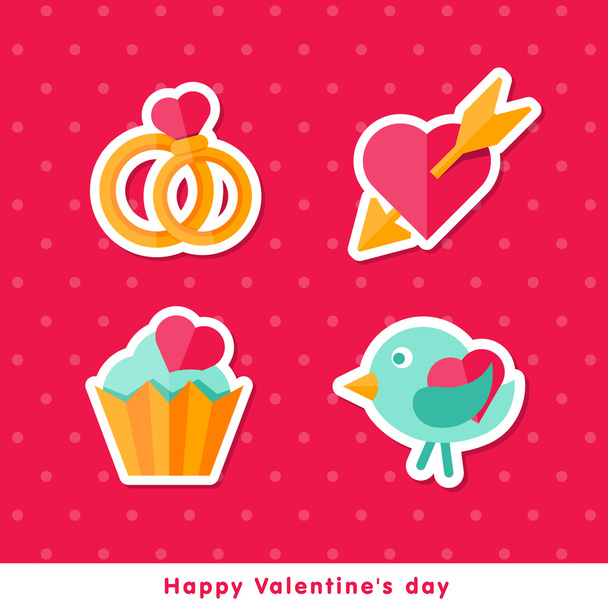Flat cons. Happy Valentine day - Vector, Image