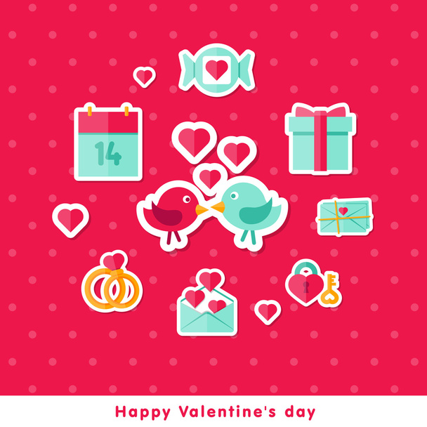 Valentine background with flat elements. - Vector, Image