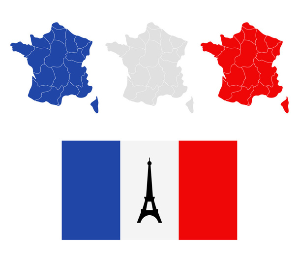 Frankreich-Karte mit Regionen auf weißem Hintergrund - Foto, Bild
