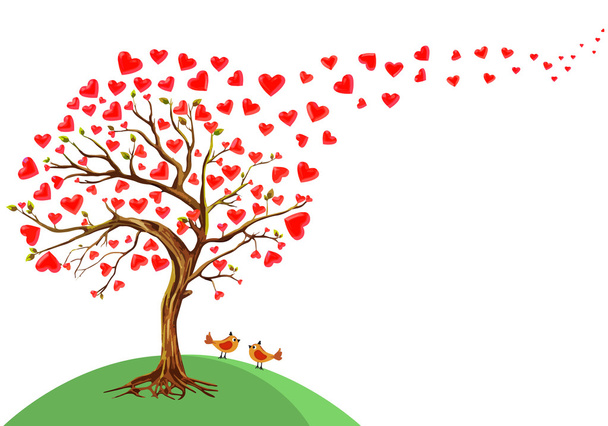 Kalplerin, Sevgililer günü arka plan ağaç vektör çizim - Vektör, Görsel