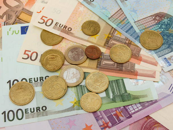 Eurobankovky a mince - Fotografie, Obrázek