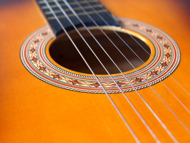 Detail of a folk acoustic guitar - Foto, Bild
