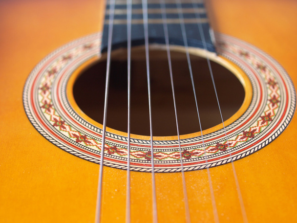 Detail of a folk acoustic guitar - Foto, imagen