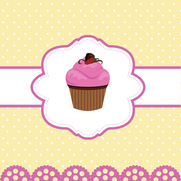 Happy birthday cup cake card - Vector, imagen