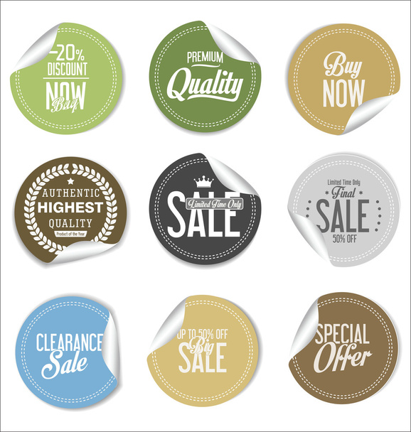 Round sale stickers on white background collection - Vektor, obrázek