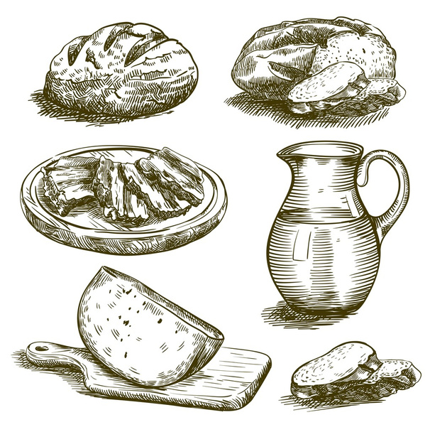 natural products sketches - Vettoriali, immagini