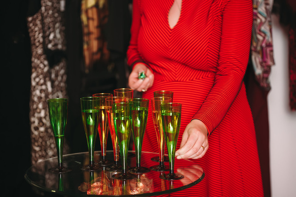 glasses with champagne alcohol cocktail banquet - Foto, Imagem