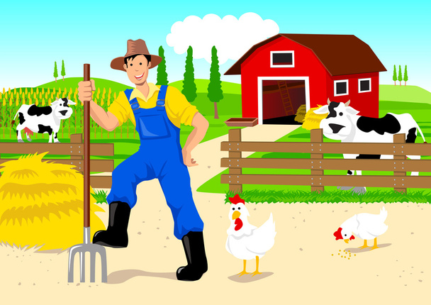 Farmer in Cartoon - Vector, Image