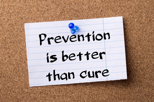 Prevention is better than cure - teared note paper  pinned on bu - Foto, imagen