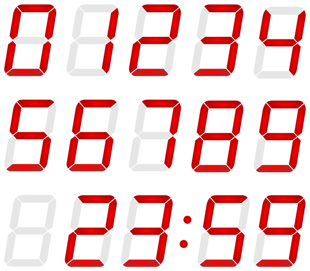 Set di numeri digitali in led rosso
 - Vettoriali, immagini
