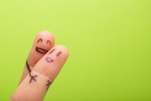 Boş bunner tutarak ve gülümseyen komik parmak - Fotoğraf, Görsel