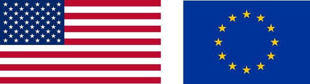 USA- und EU-Flaggen - isolierte Illustration - Foto, Bild