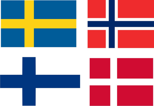 lijst van vlaggen van scadinavia - Vector, afbeelding