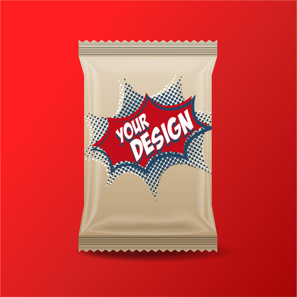 Foil Food Snack pack , brown color - Vector, Image