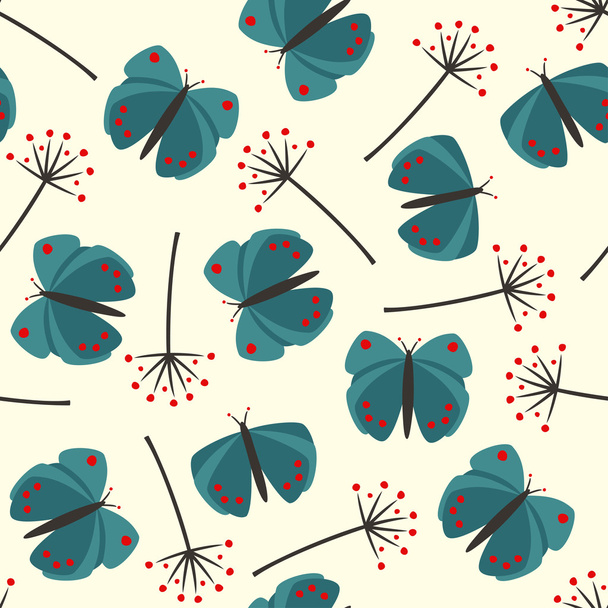 шаблон с бабочками и одуванчиками
 - Вектор,изображение