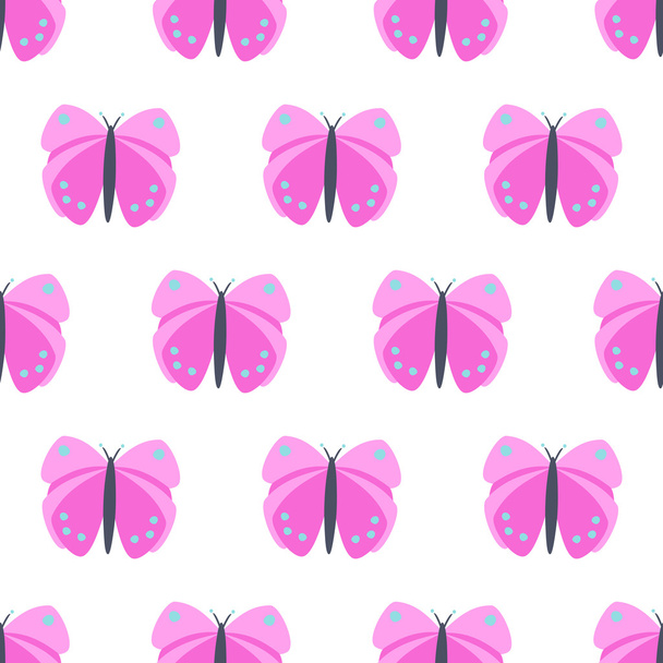 χωρίς ραφή πρότυπο ροζ πεταλούδες - Διάνυσμα, εικόνα