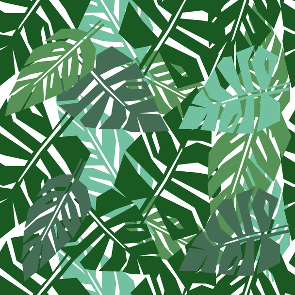 Tropical leaves seamless pattern - Vecteur, image