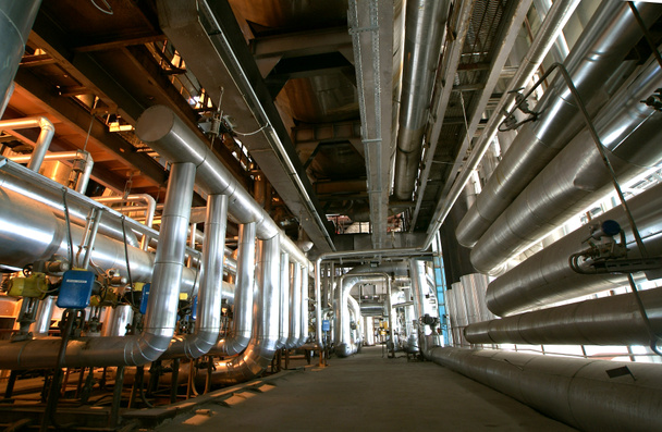 Industrial zone, Steel pipelines and valves - Photo, Image