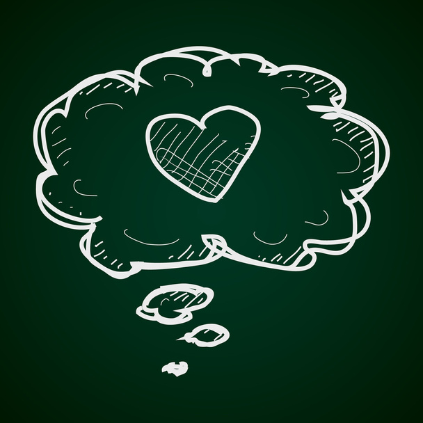 Jednoduchý doodle srdce v myšlení bubliny - Vektor, obrázek