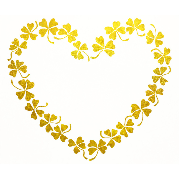 Doodle kultainen apila shamrock sydän linja taidetta eristetty
 - Valokuva, kuva