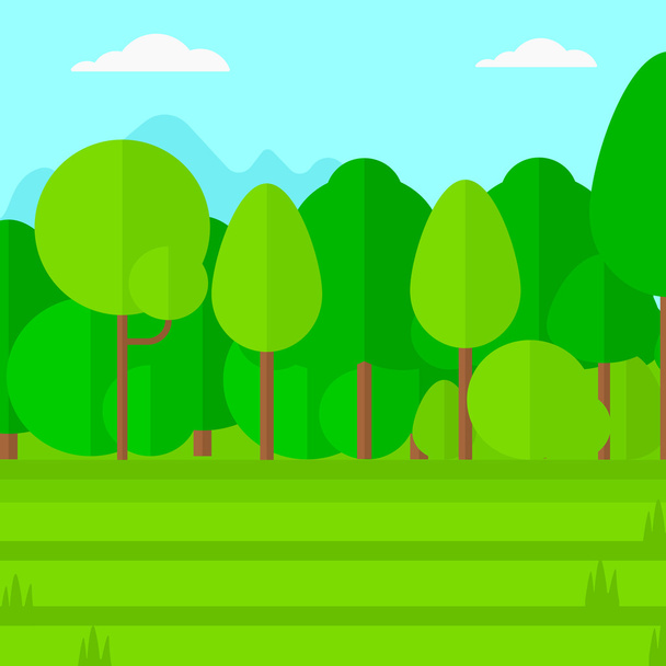 Hintergrund des grünen Rasens mit Bäumen. - Vektor, Bild
