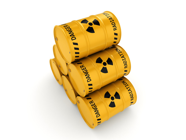 Yellow radioactive barrels - Foto, Imagen