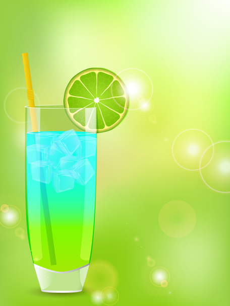 Cocktail on a green background - Vector, Image