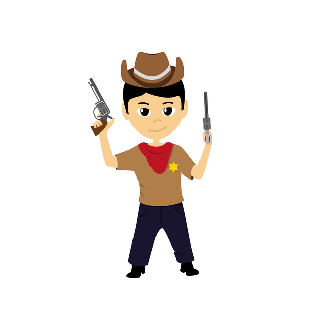 Cartoon illustration of a little cowboy - Vector, Image
