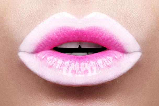 Passionate pink lips,macro photography. - Fotografie, Obrázek