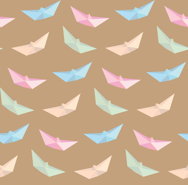 vector of folding paper of boat, origami, seamless background - Vector, Image