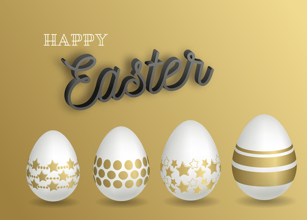 Happy easter with easter eggs. Vector illustration - Wektor, obraz