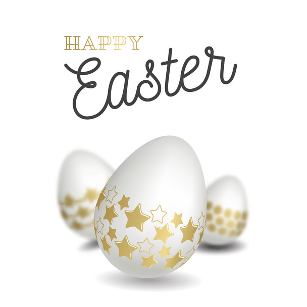 Happy easter with easter eggs. Vector illustration - Вектор,изображение