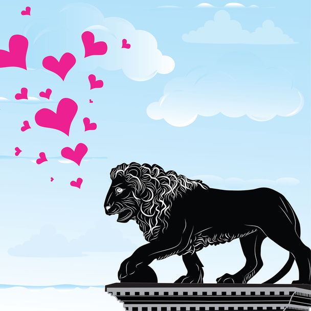 Láska srdce cestování určení pozadí symbolem Florencie, socha lva, Itálie, vektorové ilustrace - Vektor, obrázek