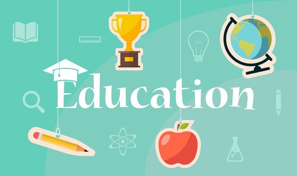 Education Title. Educational Objects on Background - Vector, imagen