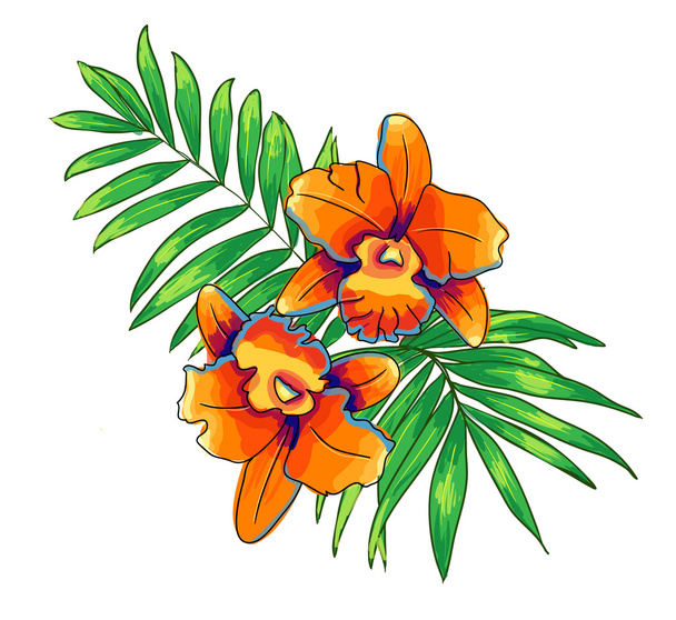 Vector illustration with blue,red, yellow and green leaves roses - Διάνυσμα, εικόνα