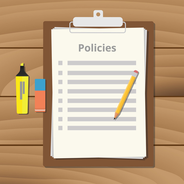 policy document checklist liste de contrôle avec crayon papier presse-papiers
 - Vecteur, image