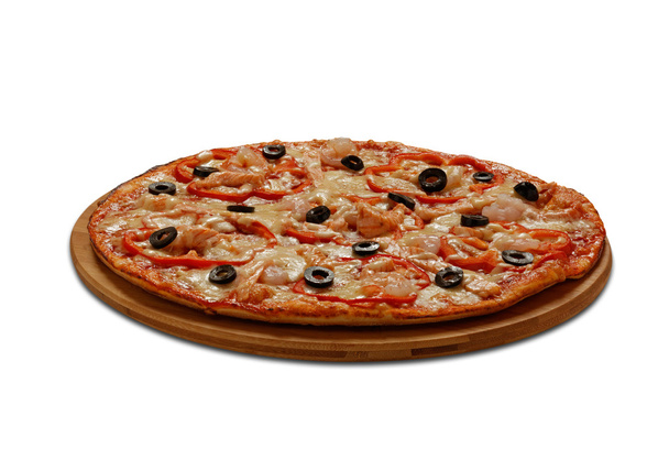 Pizza Gambretti. Op witte achtergrond - Foto, afbeelding