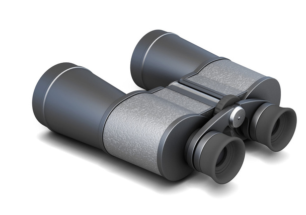 Black binoculars on a white background. 3d rendering - Photo, Image