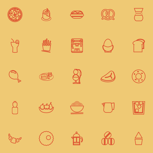 Easy meal orange color line icons - Vector, Image
