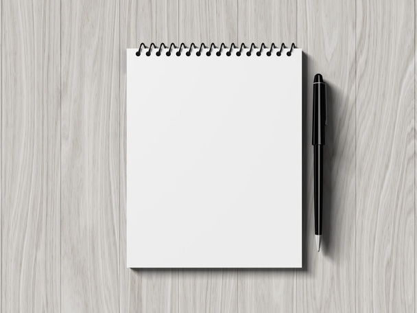 Пустая бумага с ручкой. на деревянном фоне
 - Фото, изображение