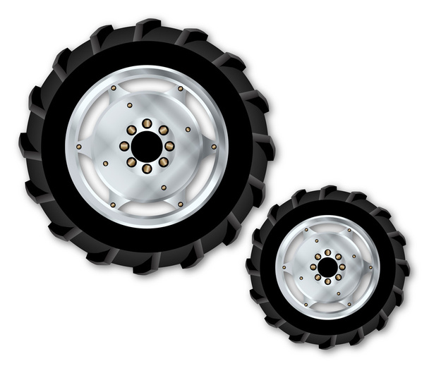 Front And Rear Tractor Wheels - Vector, Image