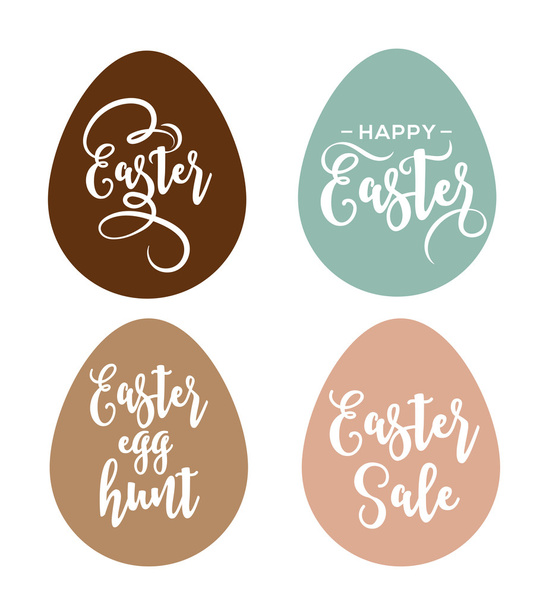Happy Easter greeting card with eggs and lettering - Vector, Image