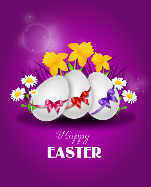 Feliz Pascua tarjeta de felicitación púrpura
 - Foto, imagen