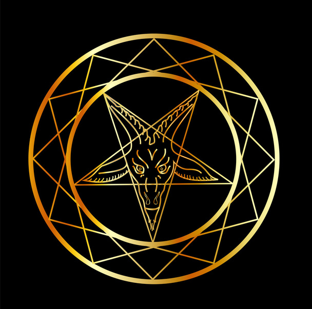 Golden sigil of Baphomet - Vector, Image