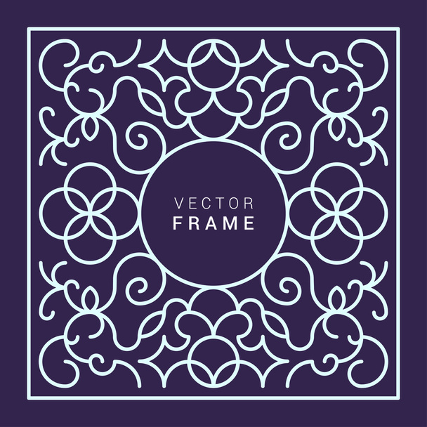 Vector Floral Frame. Line Art Vector Design Template - Διάνυσμα, εικόνα