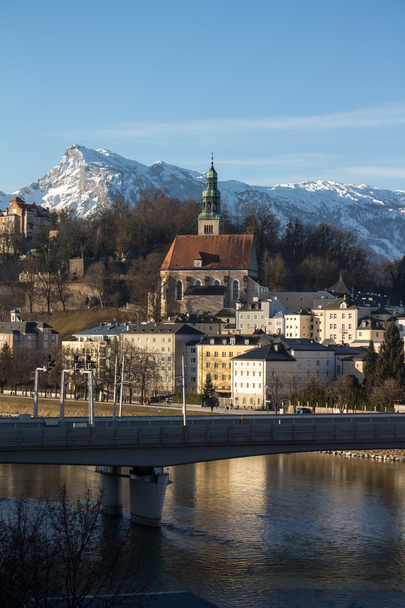 Church in Salzburg with the Alps, Austria, 2015 - Photo, Image