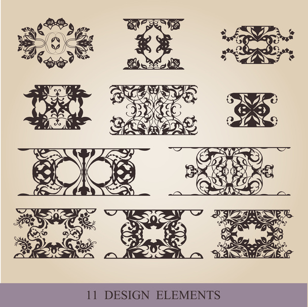 Calligraphic elements vintage set . Vector frame ornament - Vector, Imagen