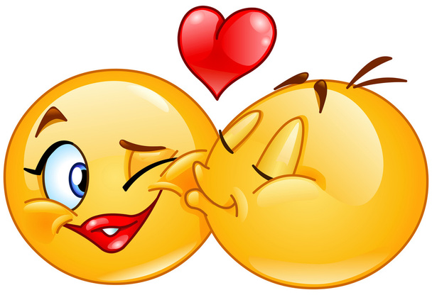 Emoticons kissing with heart - Vector, Image