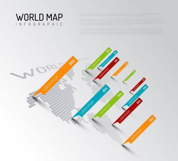 Light World map infographic template - Vector, Image